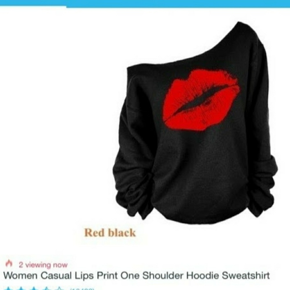 Lips Printed One Shoulder Sweater